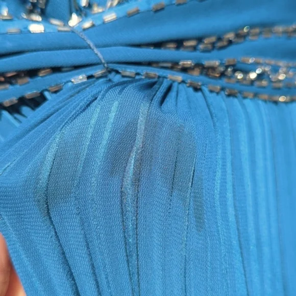 True Vintage Jack Bryan 70's Hollywood Glam Chevron Beaded Pleated Maxi - Picture 10 of 16